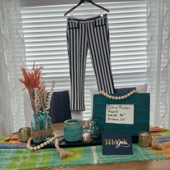 Calvin Rucker Cropped Striped Trouser Size 6 - Picture 3 of 9